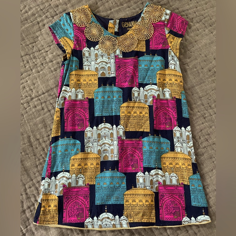 Genuine Kids by OshKosh Black Gold Taj Mahal India Indian Dress Sleeveless 3T